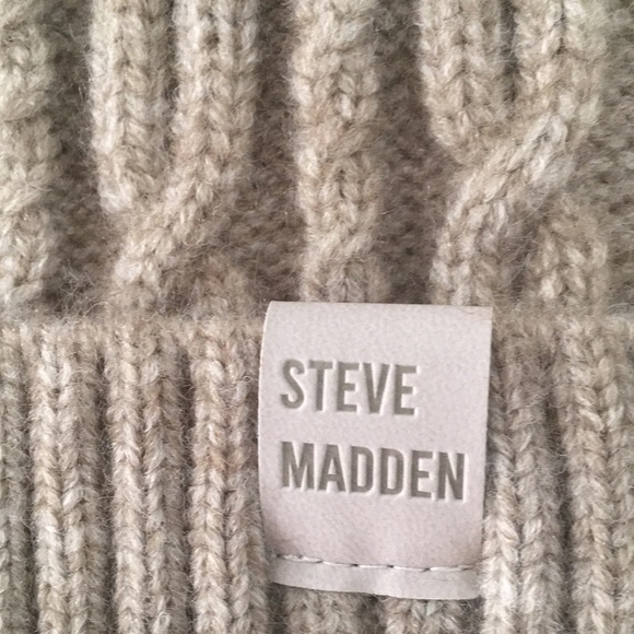 Steve Madden Cable Knit Beanie Hat - Picture 2 of 5